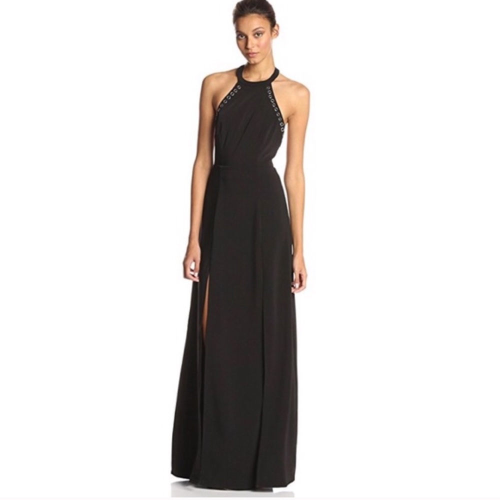 Stylestalker Black Maxi Gown w Slits and Grommets